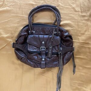 L.A.M.B. Brown Shoulder Bag with Distressed Leather